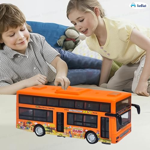 Image of FunBlast City Bus Toy for Kids - Push & Go Vehicle with Sound and Light Effects, Toy Bus for Boys & Girls Age 3+ Years Boys and Girls (Orange)
