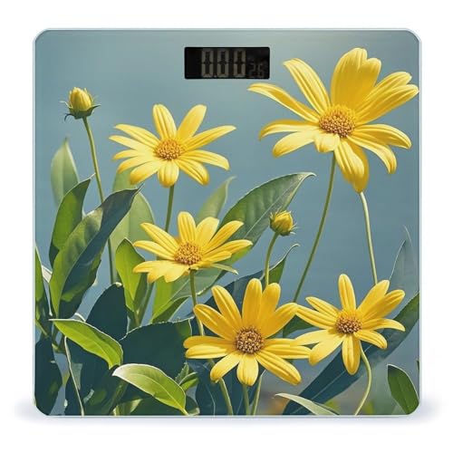 Báscula Digital de Baño Amarilla con Flores y Hojas miniatura 1