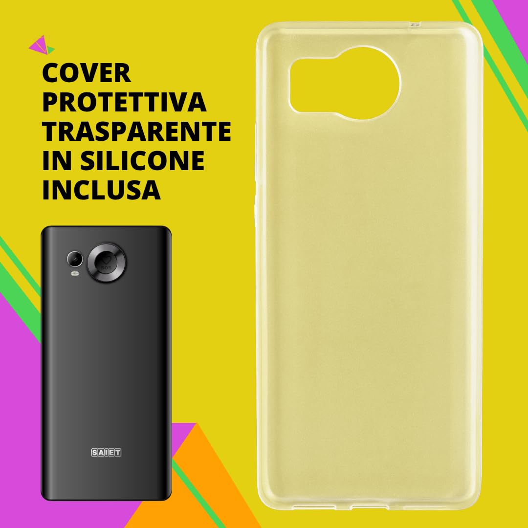 SAIET - Cellulare Smart Senior STS600 MAX Per Anziani 4G e Bluetooth - Tasti e Lettere Grandi - Custodia Protettiva Inclusa - Smartphone con Whatsapp e SOS