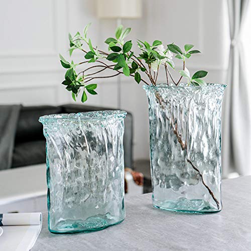 Handgemaakte Glazen Vaas Transparant Thuis Woonkamer Slaapkamer Kantoor Tv Drama Aanrecht Vaas Simulatie Bloem Gedroogde Bloem Decoratie Vaas 30x22x18 Cm, 25x18x14 Cm, 2 Stuks - Afbeelding 3