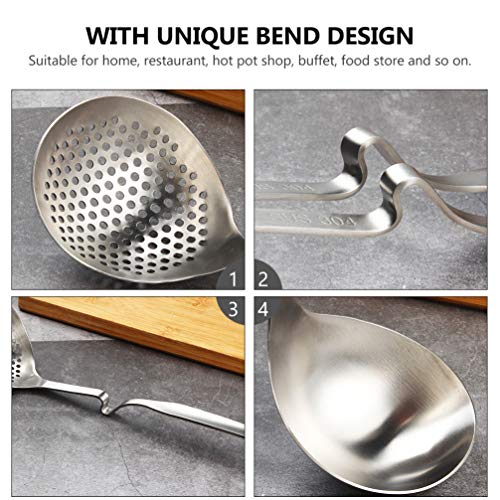 Cabilock Concha de Sopa de Aço Inoxidável com Cabo Longo para Cozinhar Colher Escumador Colher Escum