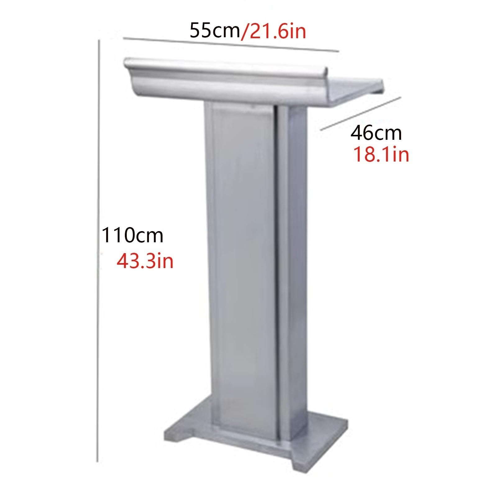 Podium Stand Up Lectern Podium, Bureau d’Accueil en Acier Inoxydable pour l’église Restaurants Scolaires Mariages Bureau Salles de Classe, Lecture étroite ou Ordinateurs Portables