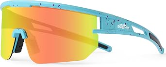 Polarized Cycling Sunglasses, TR90 Lightweight UV400, Wraparound for Run/Fish/Drive
