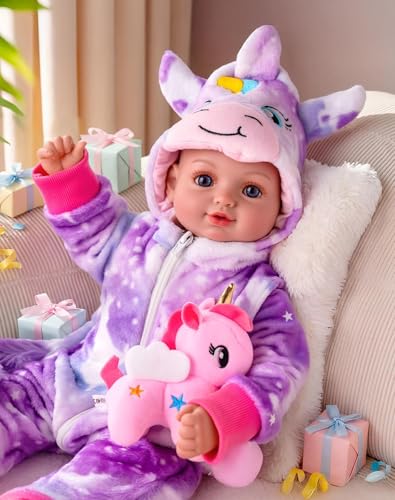BABESIDE Baby Doll Girl - 15-Inch Realistic Baby Doll with Blue Eyes, Soft Body in Unicorn Outfit Life Like Baby Dolls That Look Real for 4 5 6 7 8 9...