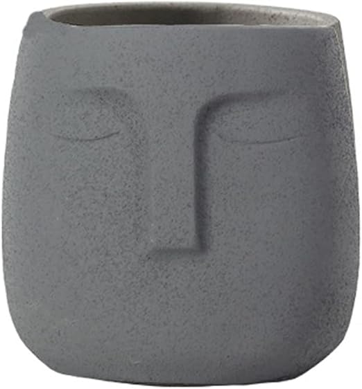 WANZPITS Face Flower Pot Concrete Head Planter Pot Indoor