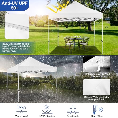 Image of COBIZI 10x15 Heavy Duty Pop Up Canopy Tent with 4 Sidewalls, Cream