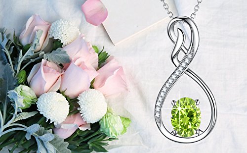 Dorella August Birthstone Peridot Necklace For Wife Birthday Gifts Sterling Silver Love Infinity Pendant Necklace For Women #TOP1