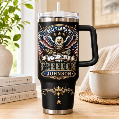 Image of Personalized 250th Anniversary Of America Tumbler - Custom Patriotic USA Flag 1776-2026 Gifts - US Eagle Freedom Tumbler 40oz A17 - American Flag Independence Celebration Gifts For Men, Women