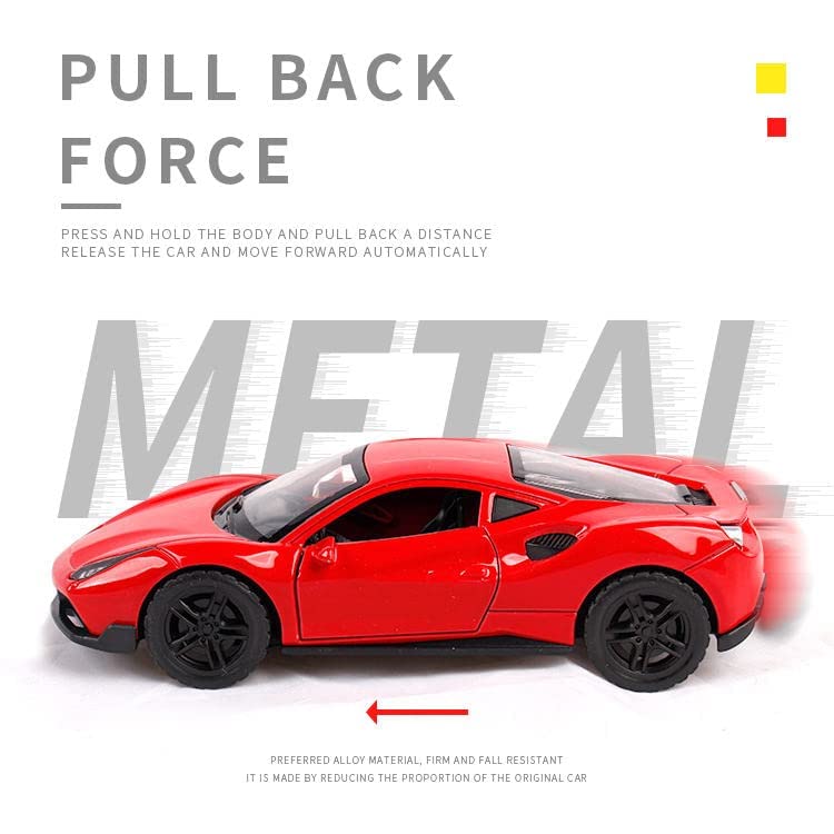 Image of Alloy Car Model Diecasts Metal Toy with Sound /Light /Pull-Back Off-Road Vehicles Car Model Collection Kids Toys Gift Multicolor Pack of 1 (1:32 Ferrari SF90)