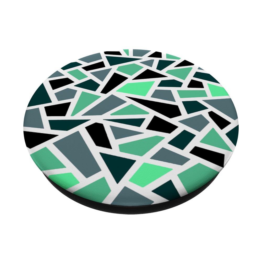 Geodesic Abstract Pattern 17 Teal Blue Green PopSockets Swappable PopGrip, Black - Image 2