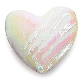 Mermaid Pillow with Pillow Insert By U-miss, Two-color Decorative Heart Shape Reversible Sequin Pillow 13''×15'' (Heart-Shaped, Pink-White)
