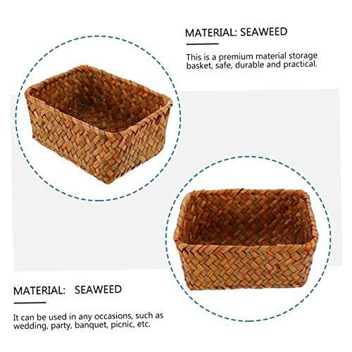 Image of Outanaya Simple Storage Basket Seagrass Woven Multifunctional Container Bread Basket Rustic Decor