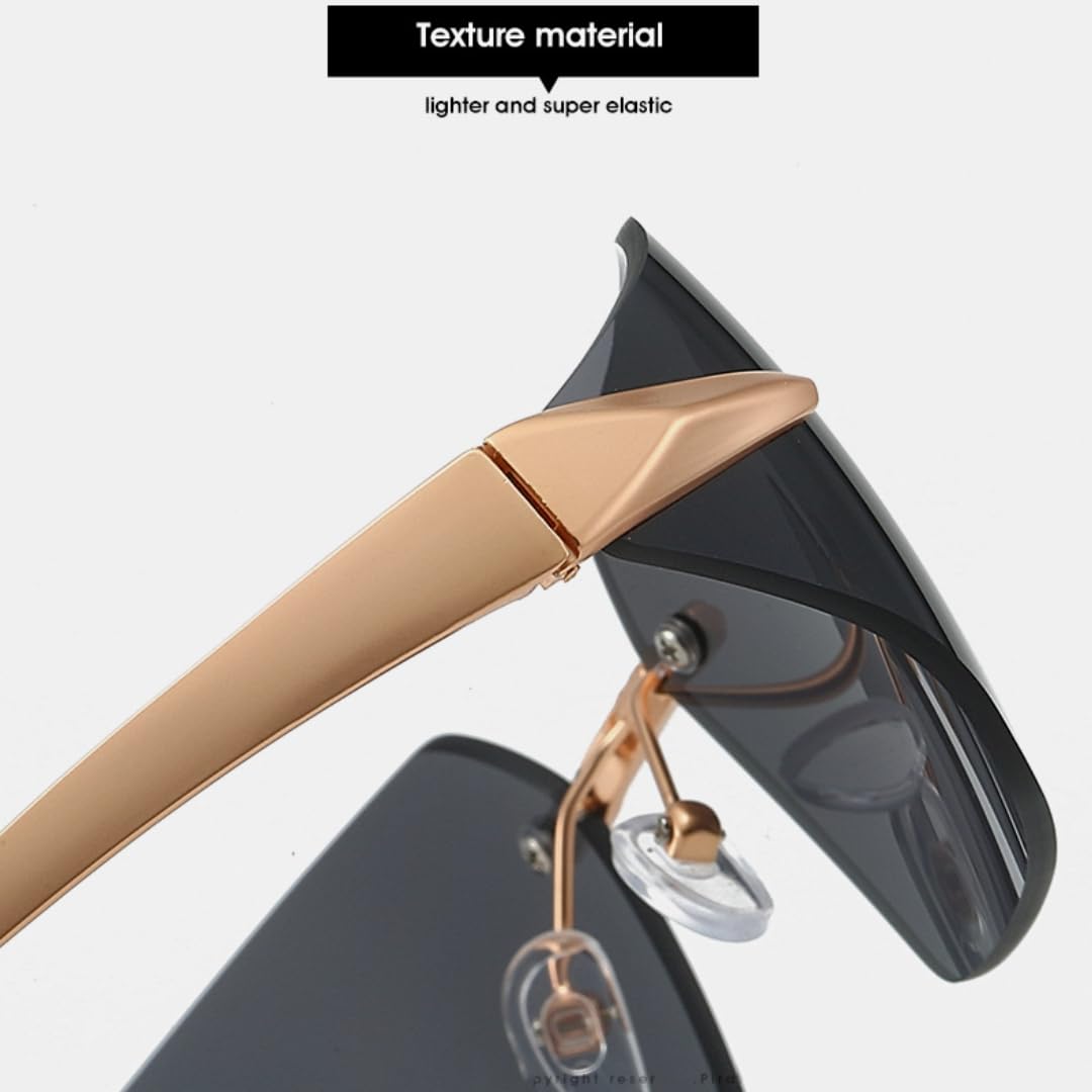 Occhiali da sole senza montatura di lusso alla moda per donna e uomo, punk, sportivi, vintage, UV400