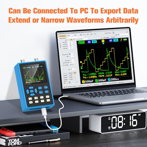 Image of Oscilloscope with 2 Channels 120Mhz Bandwidth, Digital Oscilloscope Signal Generator 500MSa /s Sampling Rate, Handheld Oscilloscope Kit 2.8 inch LCD Backlight Display&Waveform Storage&FFT Spectrum