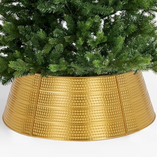 Metal-Christmas-Tree-Collar-28-D-Christmas-Decorative-Base-Cover-for-Christmas-Tree-Tree-Skirt-Tree-Ring-Golden Metal Christmas Tree Collar 28 D Christmas Decorative Base Cover for Christmas Tree Tree Skirt Tree Ring Golden