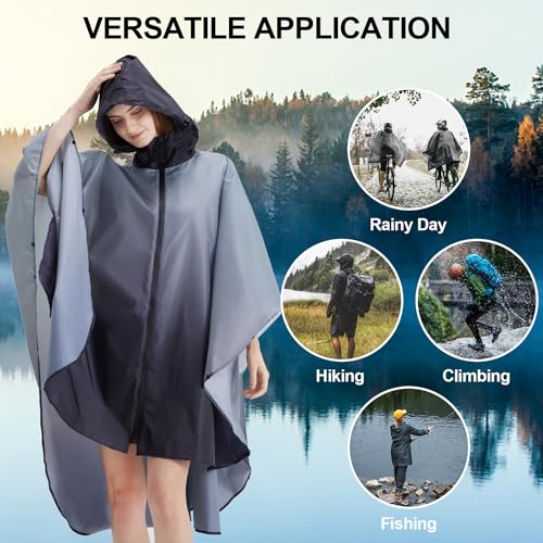 Image of salamra Rain Poncho Jacket - Hooded Waterproof Raincoat with Pocket for Women Men Adults
