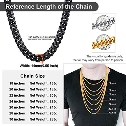 Cuban Link Chain Necklace For Mens 14 Mm Men Jewelry Punk Black Bicycle Chain Mens Gifts For Dad #TOP4