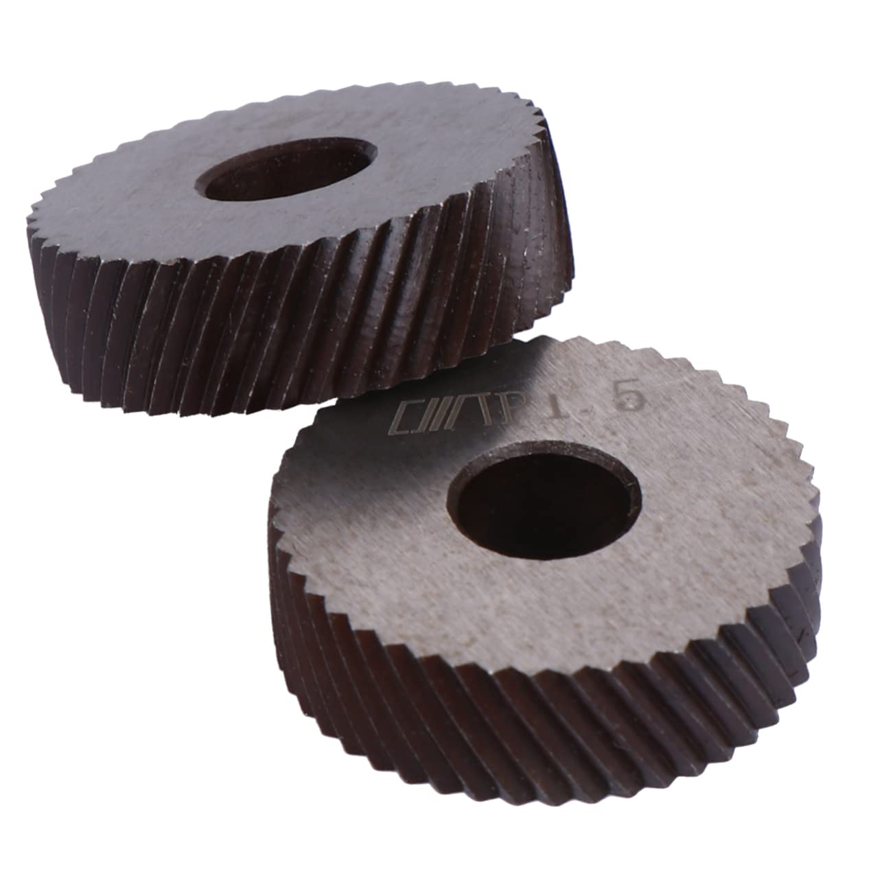 NULYLU 2 Pcs 1.5mm Linear Pitch Knurling Roller Set Steel Knurling Tool Wheel for Lathe Diagonal Wheel for Lathe