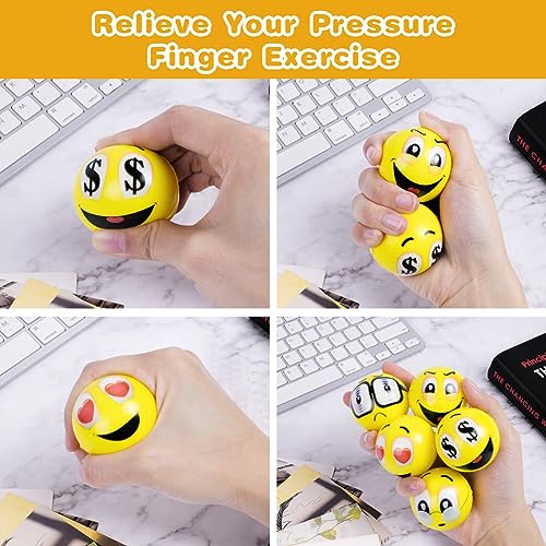 Ainiv Stress Bälle, 20 Stück Stressball, Antistressball für Erwachsene, Lächeln Gesicht Bälle, 4.5CM Schaum Stressabbau Bälle Stressabbau Spielzeug für Mitgebsel