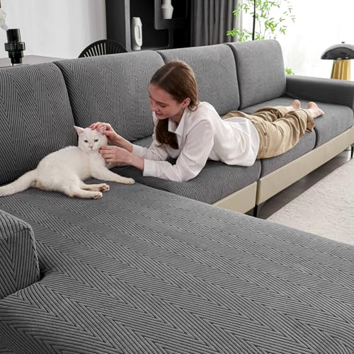 Best Couch Material for Spills: Top Waterproof and Pet-Friendly Covers 6 Eertop Couch Cushion Covers for Sectional Sofa, Wear Resistant Stretch Sofa Slipcovers for Chair Loveseat Sofa Cushion Furniture Protector Washable Seat Cover for Pets (Dark Gray, 1 Armrest Cover)