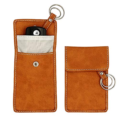 リレーアタック対策 電波遮断ポーチ レザータイプ 横8cm 縦12.5cm ブラウン スマートキーケース 盗難防止 キーケース ポーチ 対策 スマートキー