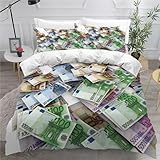 Euro-Banknote Bettwäsche 135x200cm Währungen Verschiedener Konfessionen In Europa Kinder Jugendliche Bettwäsche Kuschel Bettbezug Microfaser Betten Set Mit Reißverschluss, 2 Kissenbezüge 80x80cm