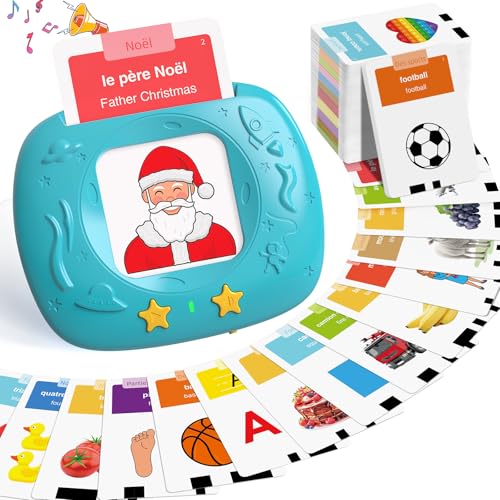 HOMESTEC Jouets éducatifs de la Parole pour Tout-Petits, Cartes-Flash réalistes améliorées, Mots visuels français avec Sons, Accent français, kit Jeu...