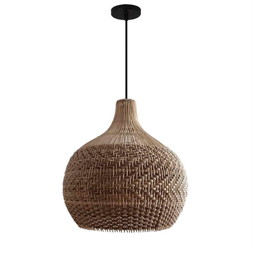 LYMSXAZOU Farmhouse E27 Pendant Lamp with Brown Synthetic Rattan, Chandeliers Vietnamese Style Living Room Hanging Light Ceiling Lighting Fixture Boho Design Basket Weave Lampshades