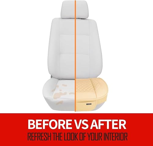 Miniatura 2 de Paquete de 2 fundas de asiento de automóvil de piel sintética de alta calidad, fundas de asiento inferiores transpirables para autos, camiones, SUV,