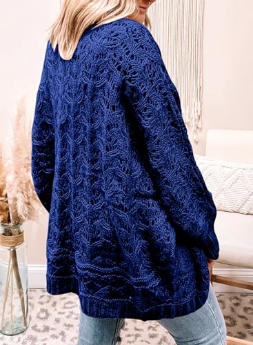 Image of Eytino Womens Plus Size Crochet Cardigan Sweater Long Sleeve Hollow Out Open Front Cardigans Outwear(1X-5X)