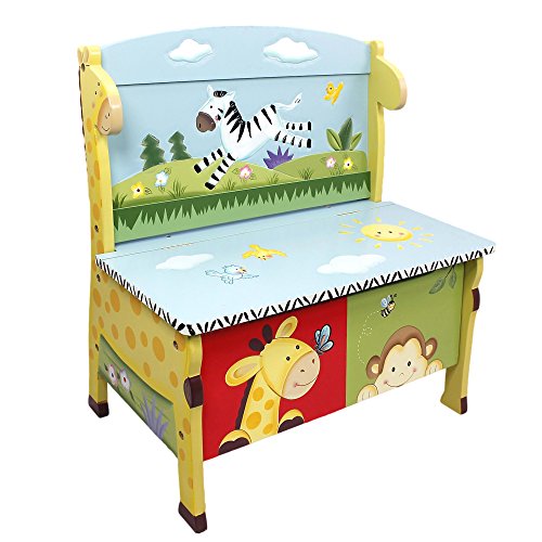 Fantasy Fields - Sunny Safari Animals Thematic Kids Storage Bench | Imagination Inspiring Hand Crafted & Hand Painted Details Non-Toxic, Lead Free Water-based Paint