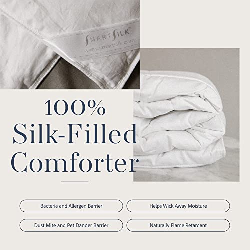 Smartsilk Luxurious Comforter, 100% Pure Cotton Outer Shell And 100% Pure Silk Filling, Certified Asthma- And Allergy-Friendly, Queen Size, White #TOP4