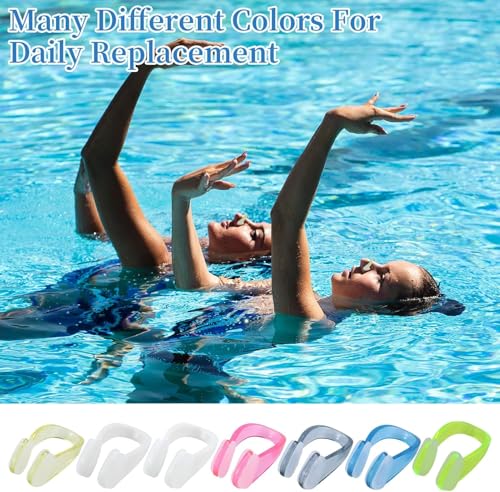 JRSHIRLEYLTD 7 Stück Nasenklammer, schwimmende Nasenklammer, Wiederverwendbare Silikon-Nasenklammern mit 7 Stück Ohrstöpseln, für Erwachsene und Kinder (Multicolor)