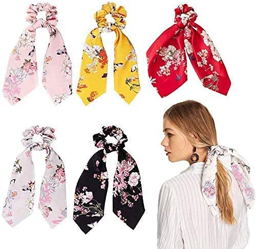 Scrunchies Scarf Elastic Printed Hair Ties Bands Pack of 4
