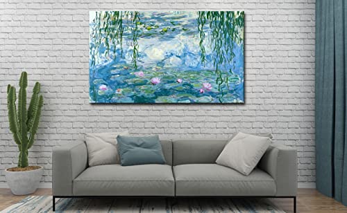 Large Water Lilies By Claude Monet Canvas Wall Art Famous Painting - Classic Canvas Art Wall Decor Picture Print With Framed For Home Office Wall Decor-24" X36" #TOP5