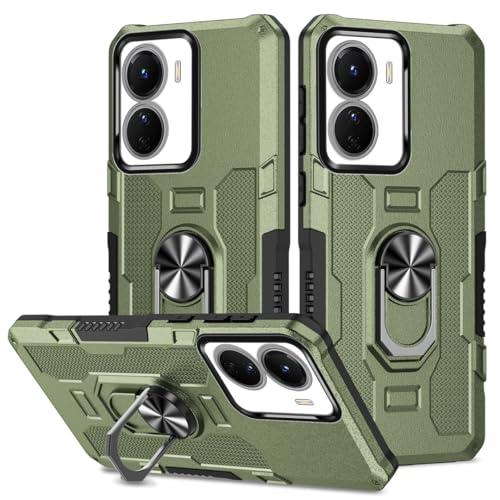 Coque Vivo Y16 antichoc rigide verte avec anneau de support arrière intégré