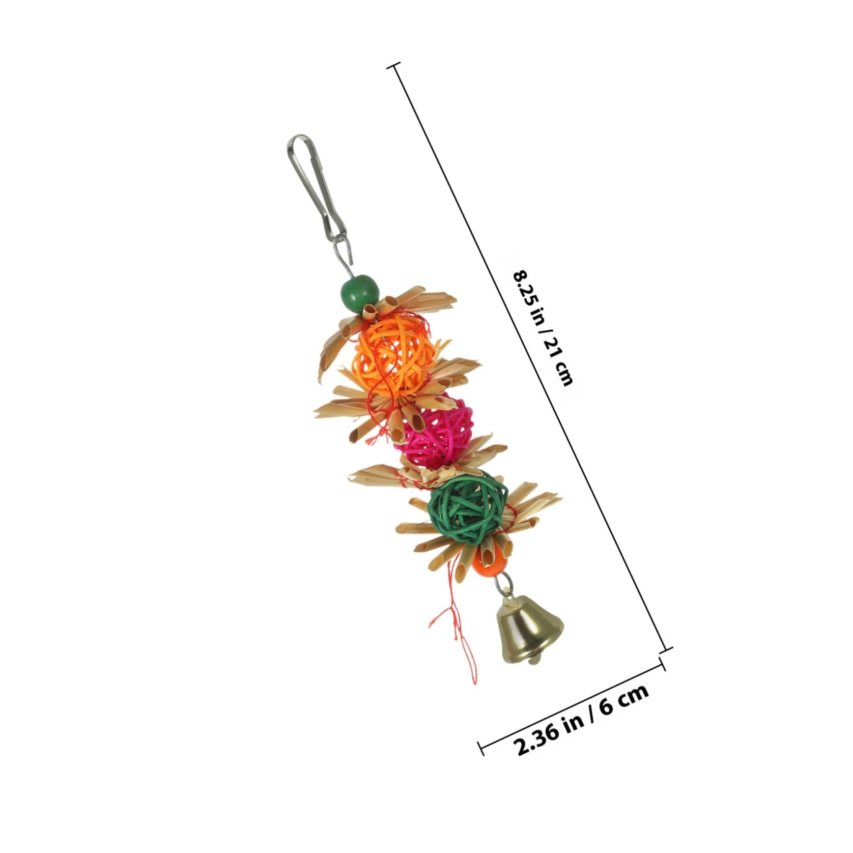 Jouet à Mordre pour Perroquet 2pcs en Rotin Suspendu de Boule, Jouets pour Oiseaux Petits et Moyens, pour Cockatiel et Perruche Couleur Aléatoire