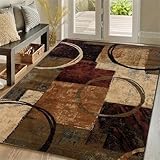 USHIRUG Vintage Teppich für Wohnzimmer, 160x230cm, Used-Look In Braun-Beige, Teppich Malerei Effekt, Geometrische, Abstrakte Teppiche für Flure, Waschküchen und Badezimmer im Landhausstil