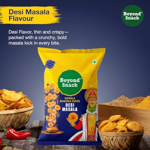 Image of Beyond Snack Nendran Kerala Banana Chips | Combo pack (Original Salted, Desi Masala , Salt and Pepper,Peri Peri, Sour Cream Onion Parsley, Hot and Sweet Chilli )| Thin Crunchy Crispy Snack |600g (100g*6packs)