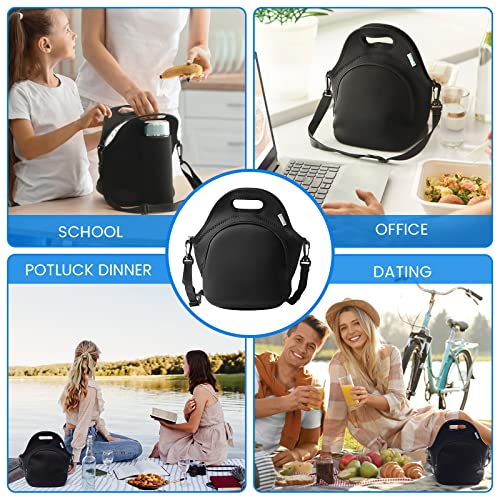 Essential Pal Black Insulated Lunch Bag Tote – Thick, Durable Neoprene Lunch Bags With Double-Layer Insulation & Insulated Bottle Holder – Machine-Washable, Freezable Lunch Bag With Removable Strap #TOP2