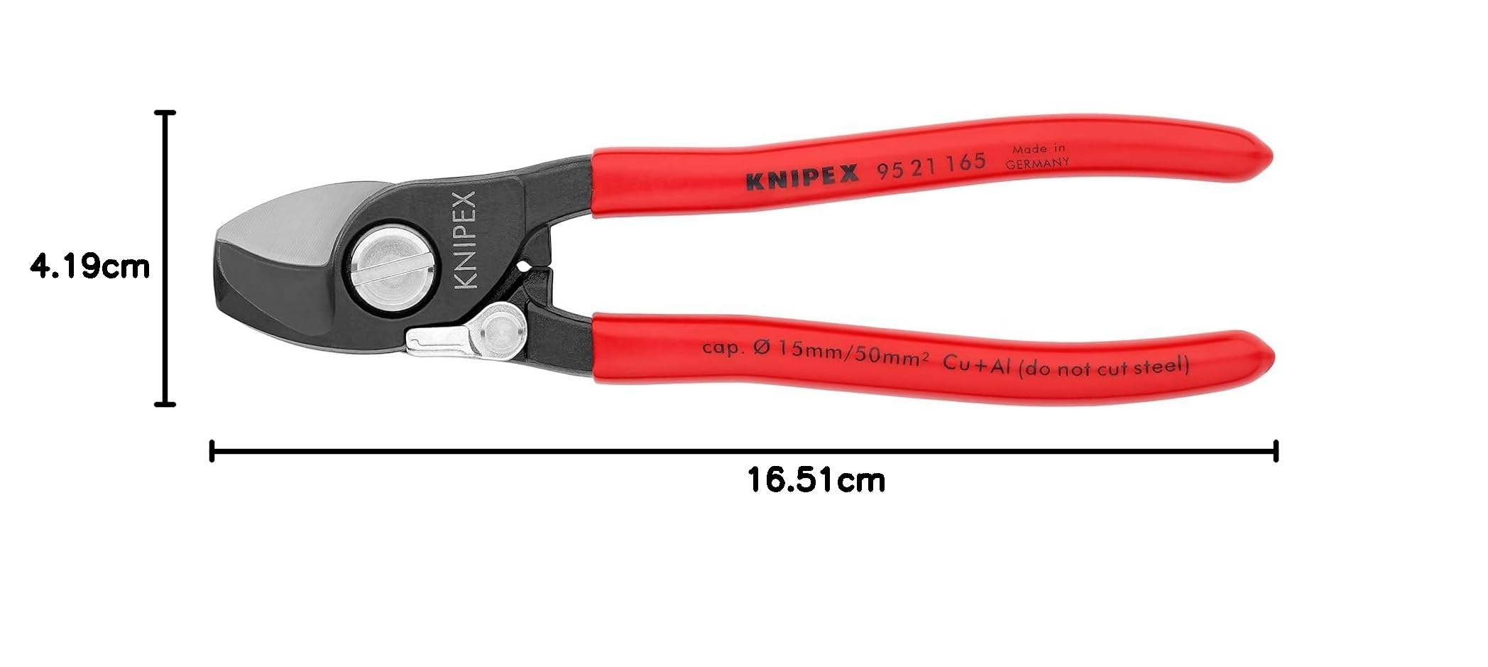 KNIPEX Nożyce do kabli Ze sprężyną rozwierającą z tworzywa sztucznego, powlekane 165 mm, 95 21 165