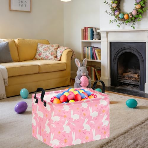 Image of Kid Clothes Storage Basket Gift Shelf Basket Toy Storage Bin, Nursery Basket Organizer Box With Handles for Room Deco Bunny Easter Eggs Basket for Children