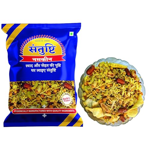 Image of Santushti Namkeen Indori Mixture-200 Gram | Made in Groundnut Oil | Authentic Spicy Snack | Crispy Crunchy Indian Sev for Tea Time, Parties, Travel, Office and Everyday Snacking