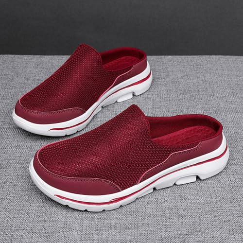 Image of Unisex Slippers Men's Womens Open Back Slip On Mules Clogs | Knit Mesh Breathable Walking Shoes Lightweight Casual Wide Toe Mules with Anti-Skid Sole Indoor Outdoor