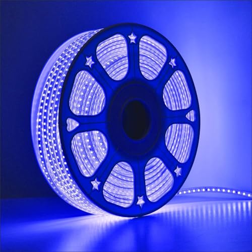 Image of MoonlitDreams 10M LED Rope Light | 120 LEDs /M Waterproof Strip Light | Blue Flexible Cove Light for False Ceiling, Balcony, Bedroom, Garden & Indoor Outdoor Decoration | Plug & Play Decorative Light