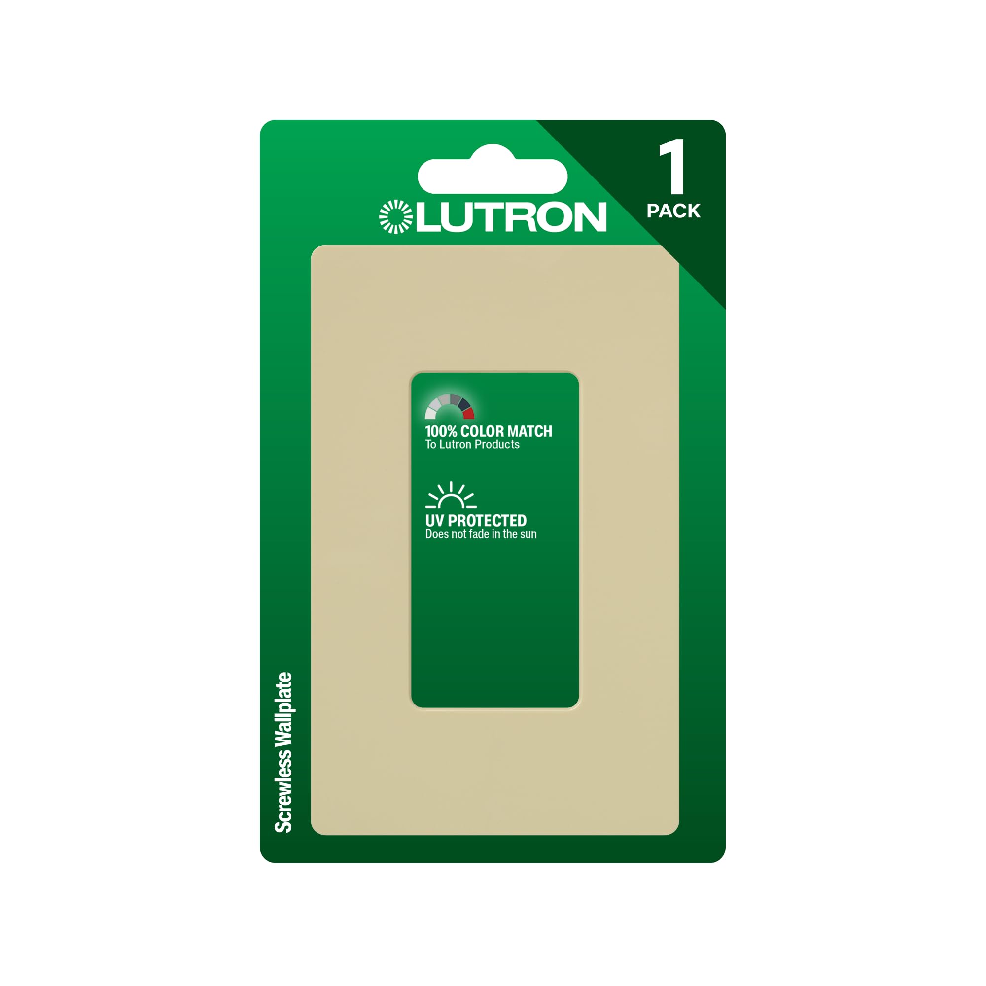 Lutron Claro Light Switch Cover Plate, 1 Gang Wallplate, for Decorator Light Switches, Screwless Switch Plate Cover, Gloss, CW-1-IV, Ivory
