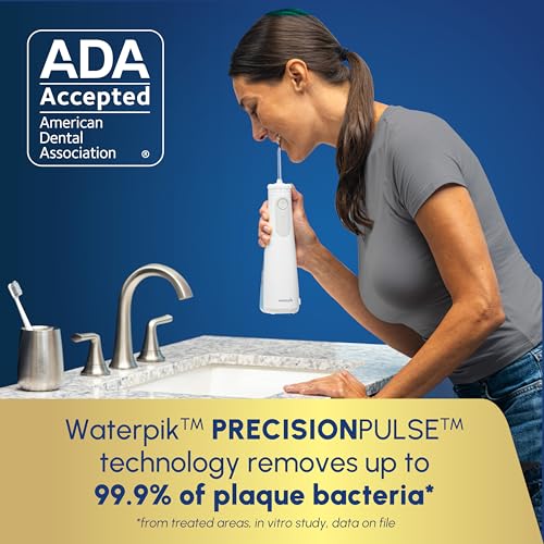 Image of Waterpik Cordless Gem 5100 Portable Water Flosser, Rechargeable, White | 2 Settings, 3 Tips, Travel Mode & Bag, for Gums, Teeth, Braces, Implants, Shower Use, ADA Accepted, WF-27 Packaging May Vary