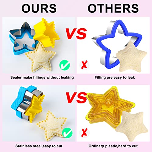 Fastspok Sandwich Cutter And Sealer Set - 25Pcs Uncrustables Sandwich Maker, Cookie Cutters For Kids Lunch Bento Box - Vegetable Fruit Cutter Set (Mickey, Heart, Star, Dinosaurs, Unicorn, Flower) #TOP3