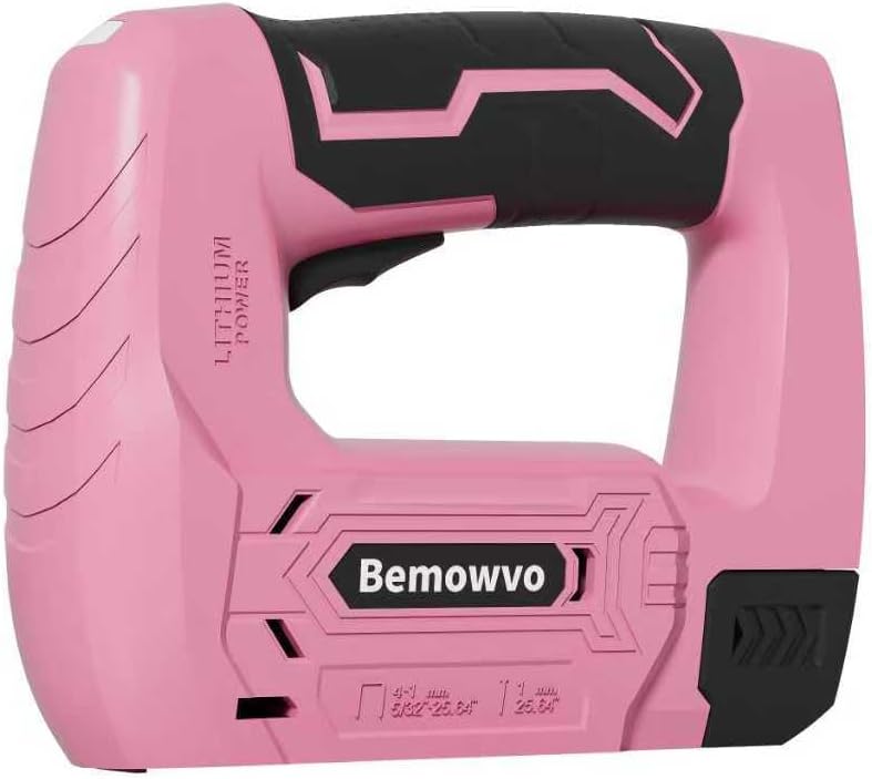Pink 2-in-1 Cordless Staple Gun,4V Electric Nailer for Women – 2000 Staples & 500 Nails Included,Lightweight with Nail Puller,2 Clamps,USB,Cable for Upholstery,Crafts,DIY,Home Decor