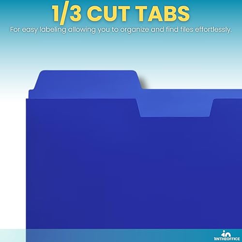 Miniatura 3 de 1InTheOffice Archivadores tamaño carta, carpetas de bolsillo para archivos, chaquetas de plástico para archivos, pestaña de corte de 13, 8.5 x 11